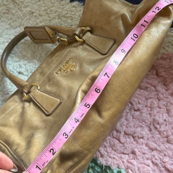 Prada Caramel Beige Lambskin Handbag with Gold Hardware (100% Authentic) - Picture 6 of 6